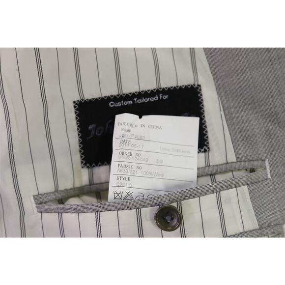 Beaux New York Custom Made Gray Tic Woven 2-Btn Wool Blazer Jacket 42S - Picture 11 of 11
